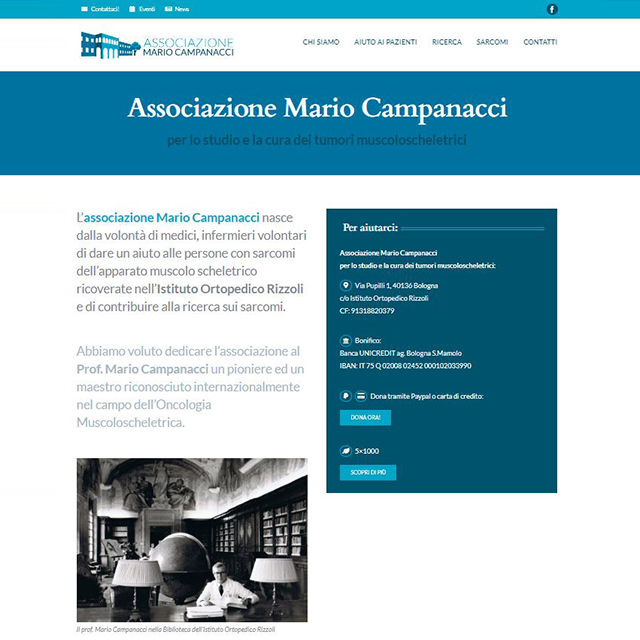 progettazione e sviluppo sito web per l'Associazione Mario Campanacci di Bologna